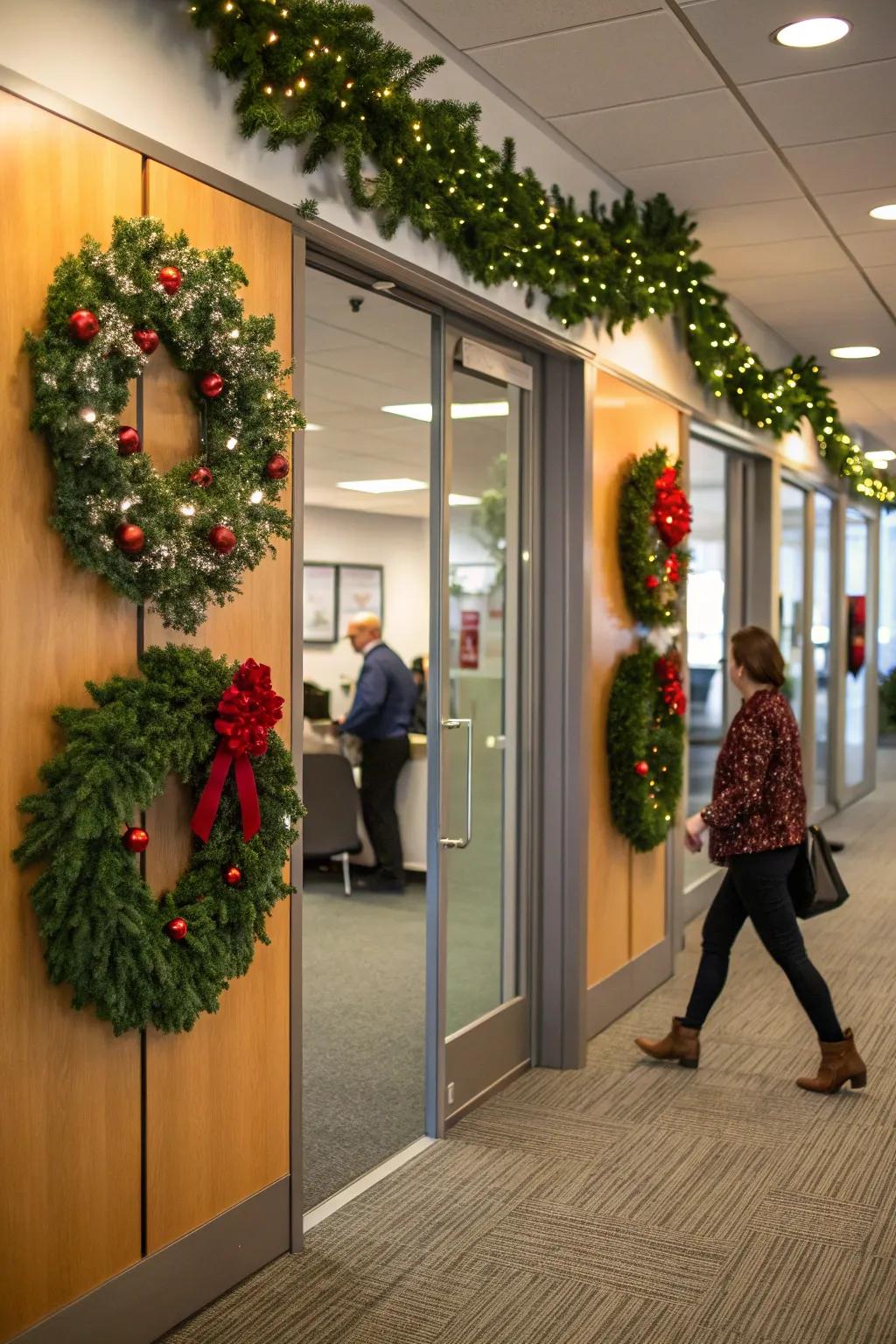 Holiday chaplets offer a hearty welcome to all.