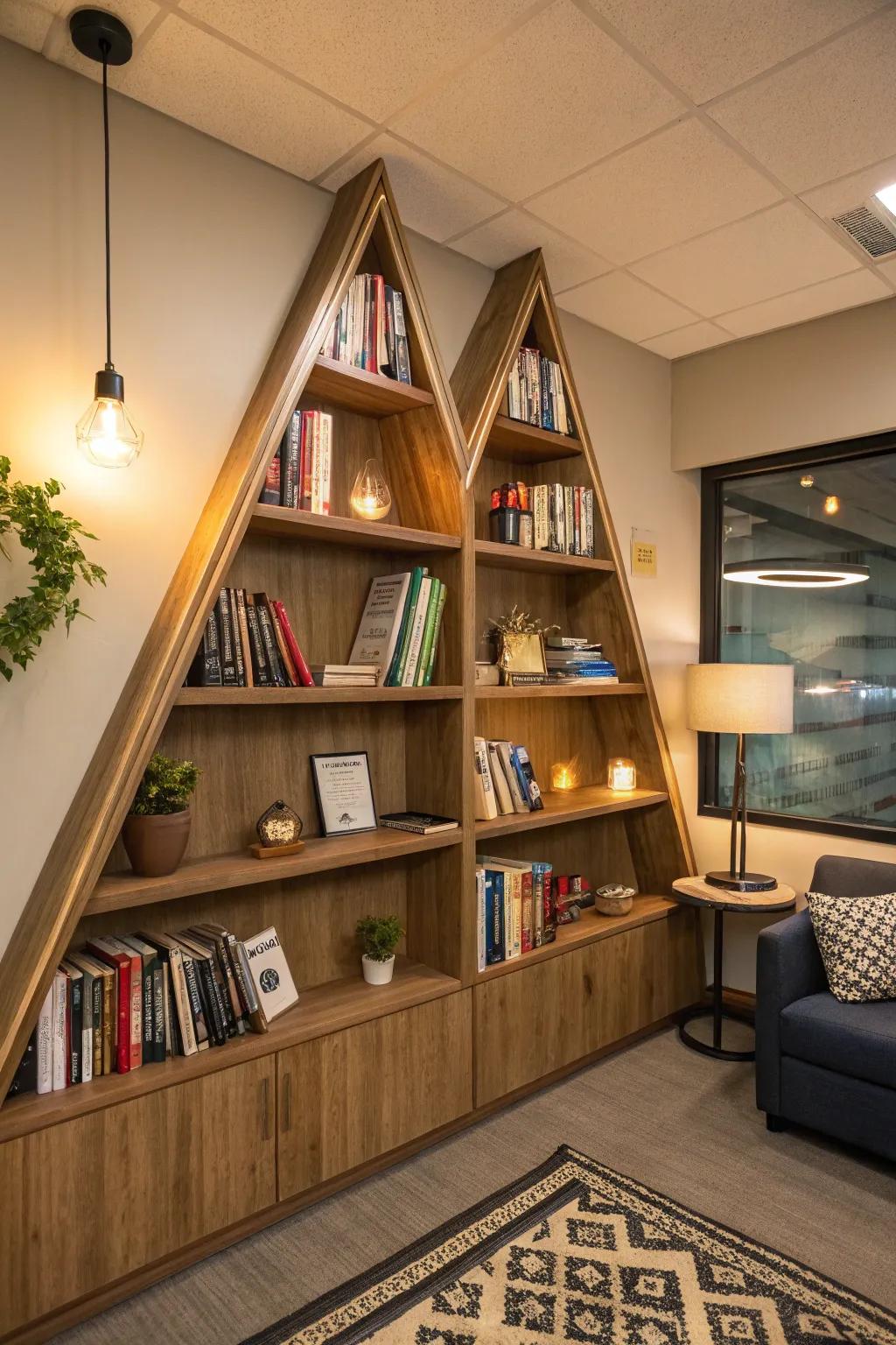 Three-sided alcove repositories optimally exploit nook zones for literature.