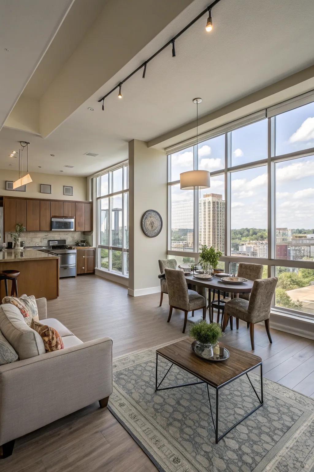 Open concepts enhance fluidity and space.