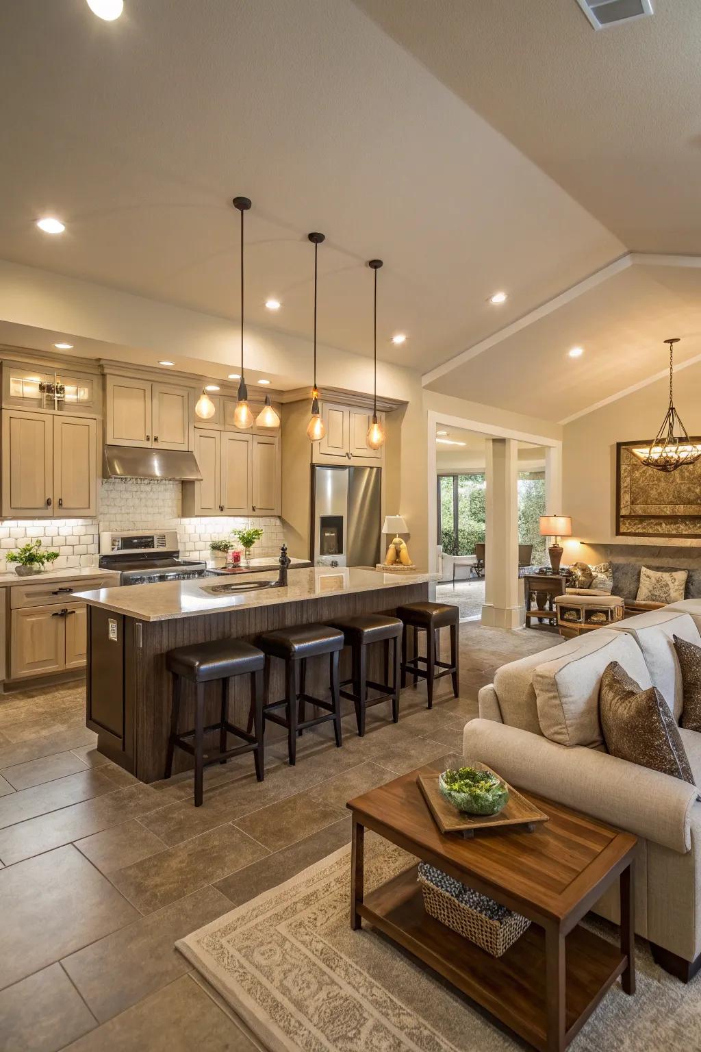 Consistent design connects the open spaces together beautifully.