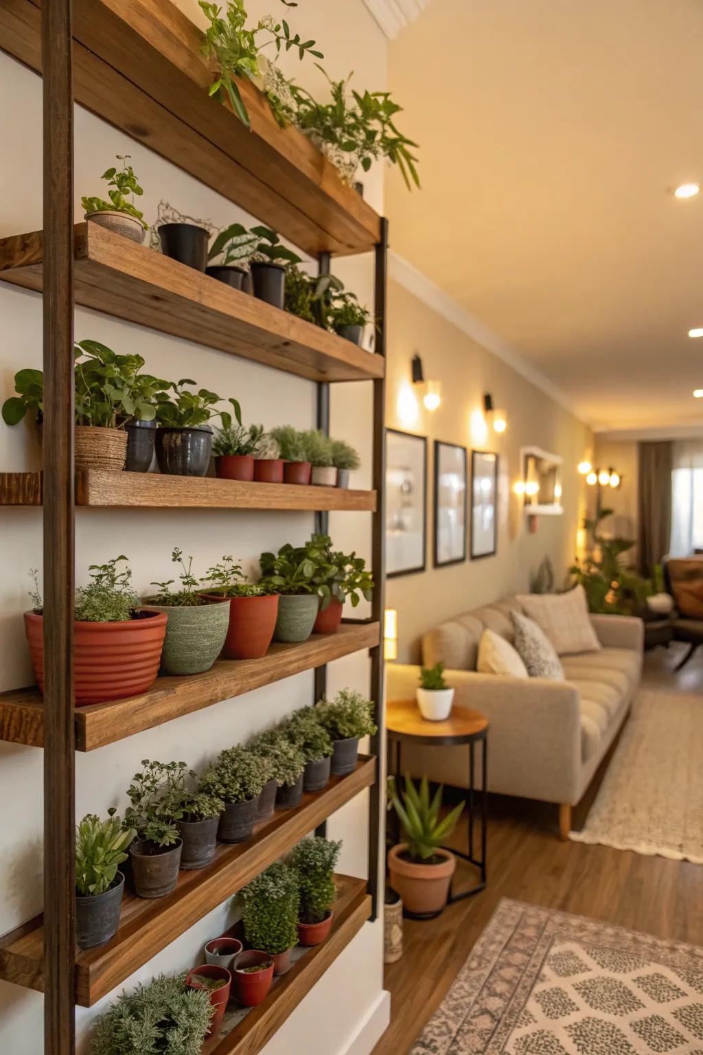 Garden shelves let you bring a touch of nature indoors