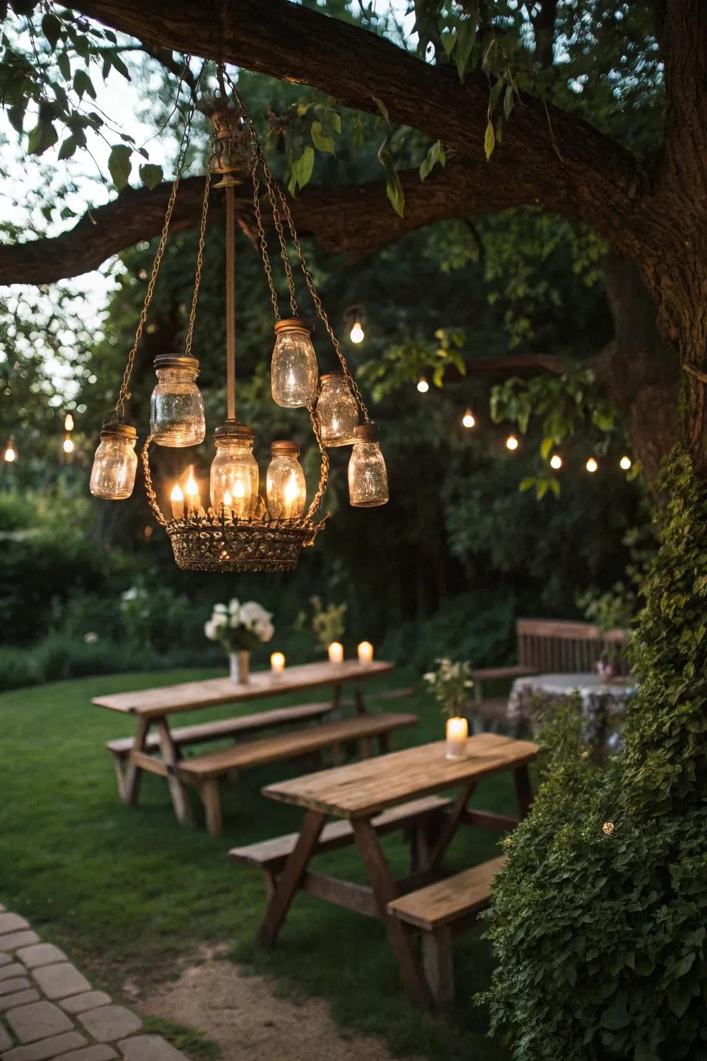 Forge a snug agrarian sensation with a preserving jar light fixture.