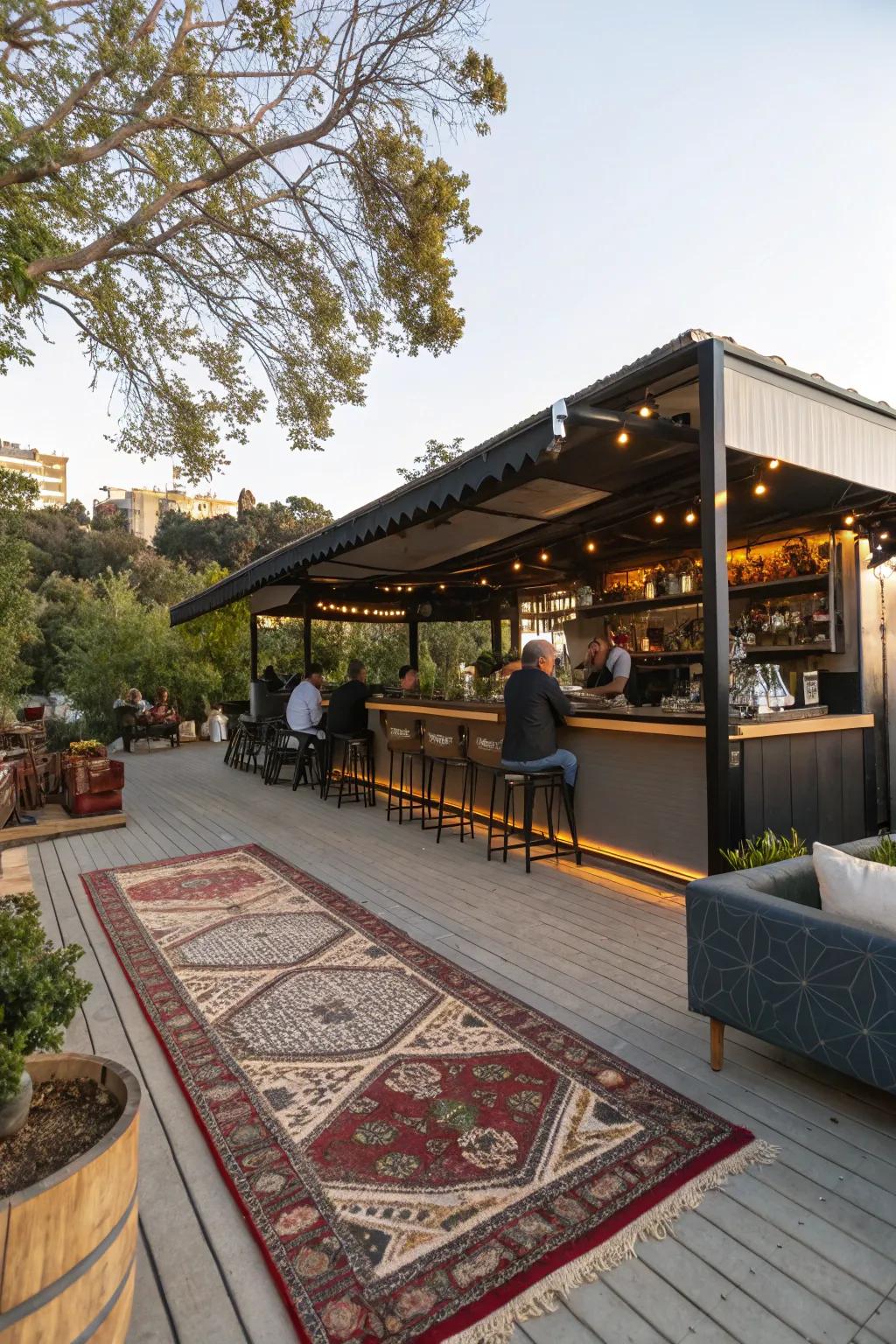 A cozy coffee corner complete with an inviting outdoor weave.