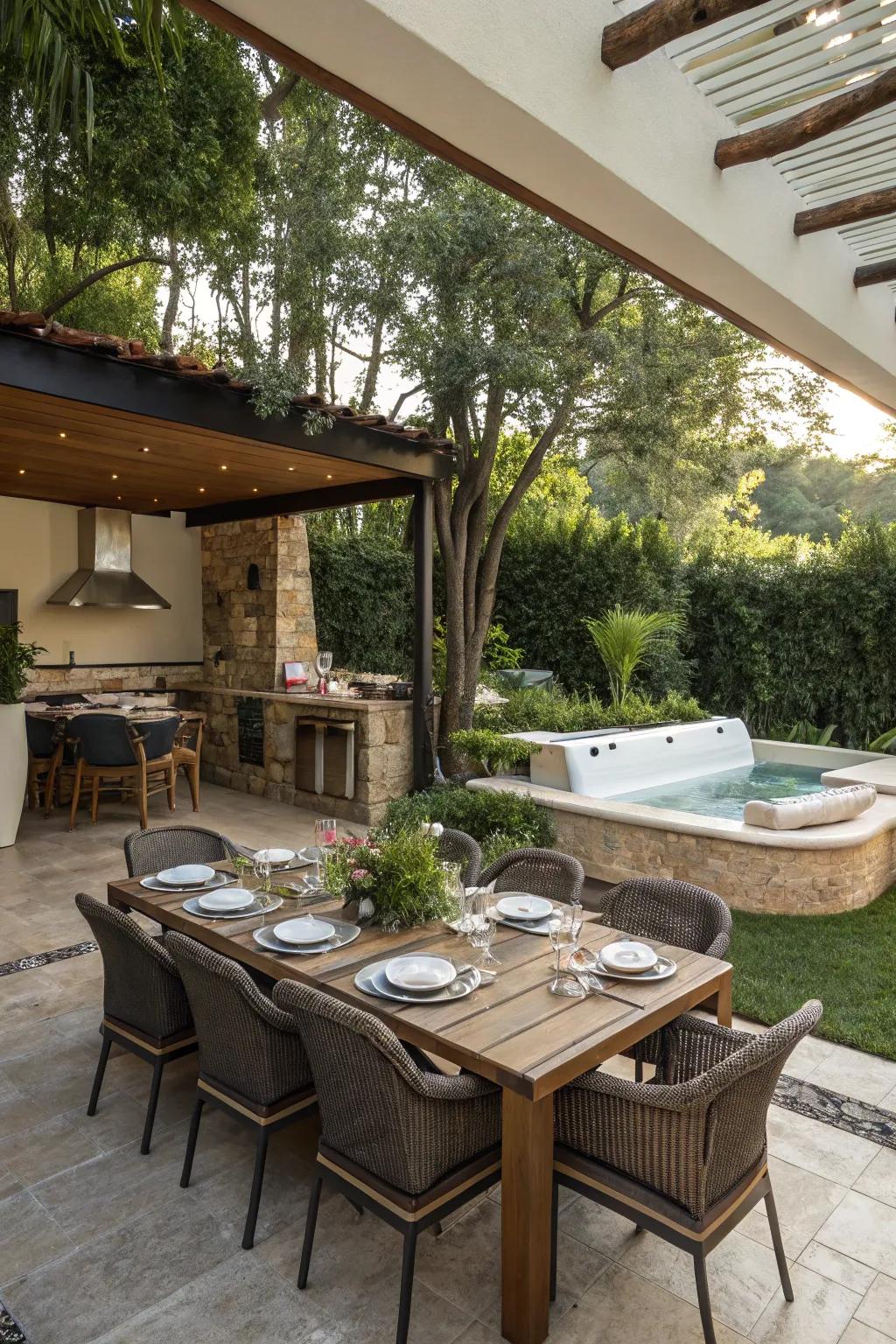 A dedicated dining sector turns outdoor meals into a captivating experience.