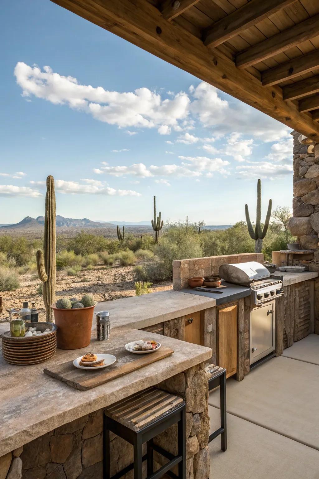 Nature's scenery fashions an inspiring cooking setting.