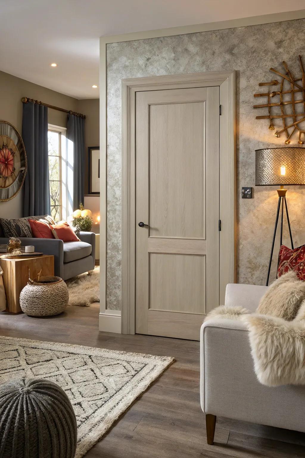 Neutral doors provide a simple yet stylish backdrop.