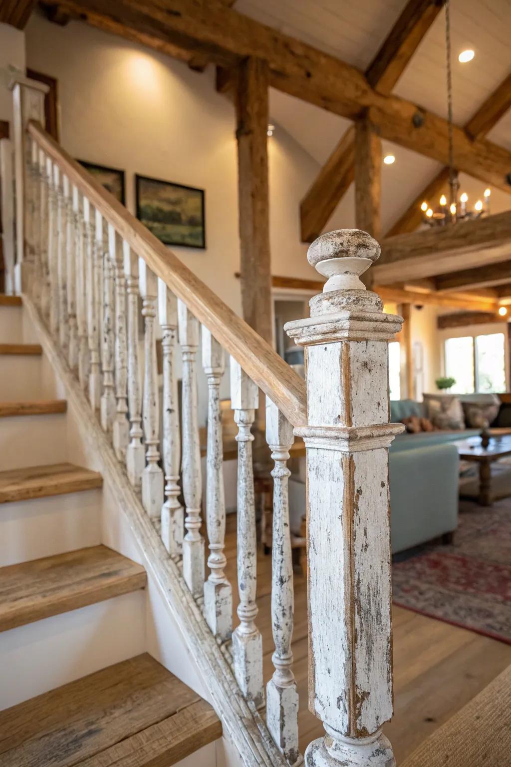 Rustic charm meets modern style with these banisters.