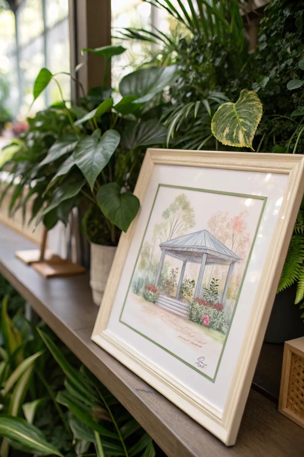 A watercolor scene capturing the essence of your wedding venue.