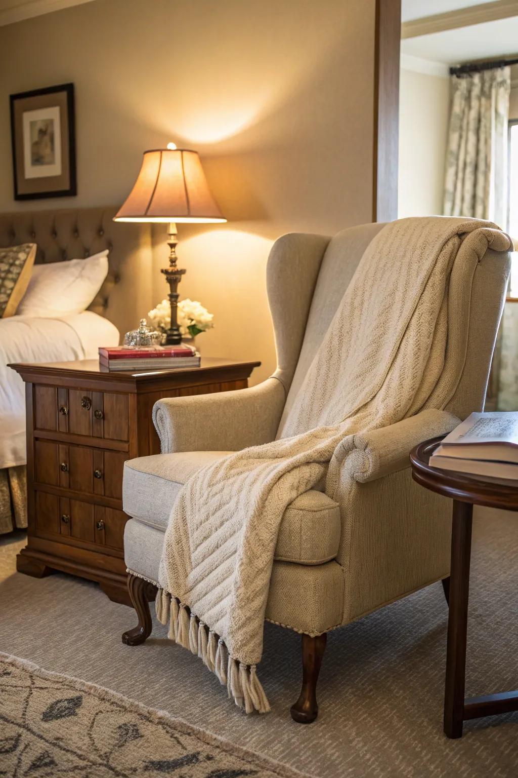 A snug seating nook ideally suited for unwinding.