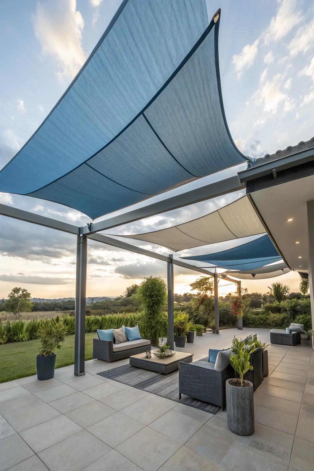 Sectional coverings afford personalization and versatility for any outdoor setting.