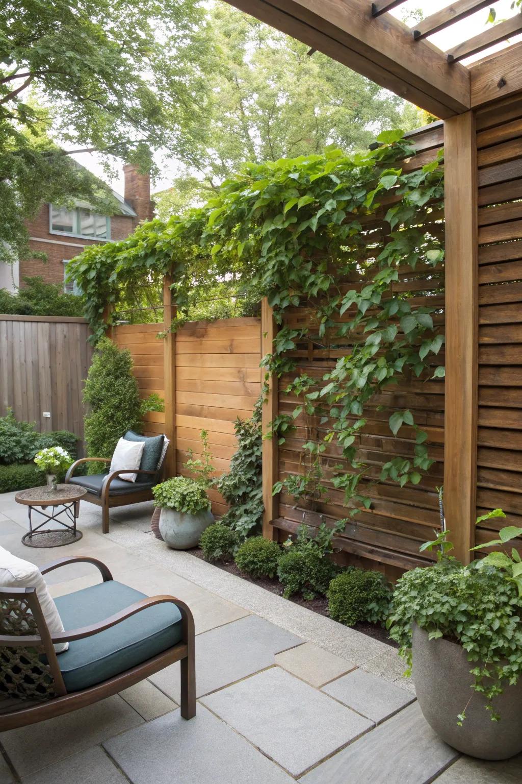 Seclusion screens extend both remoteness and visual appeal.