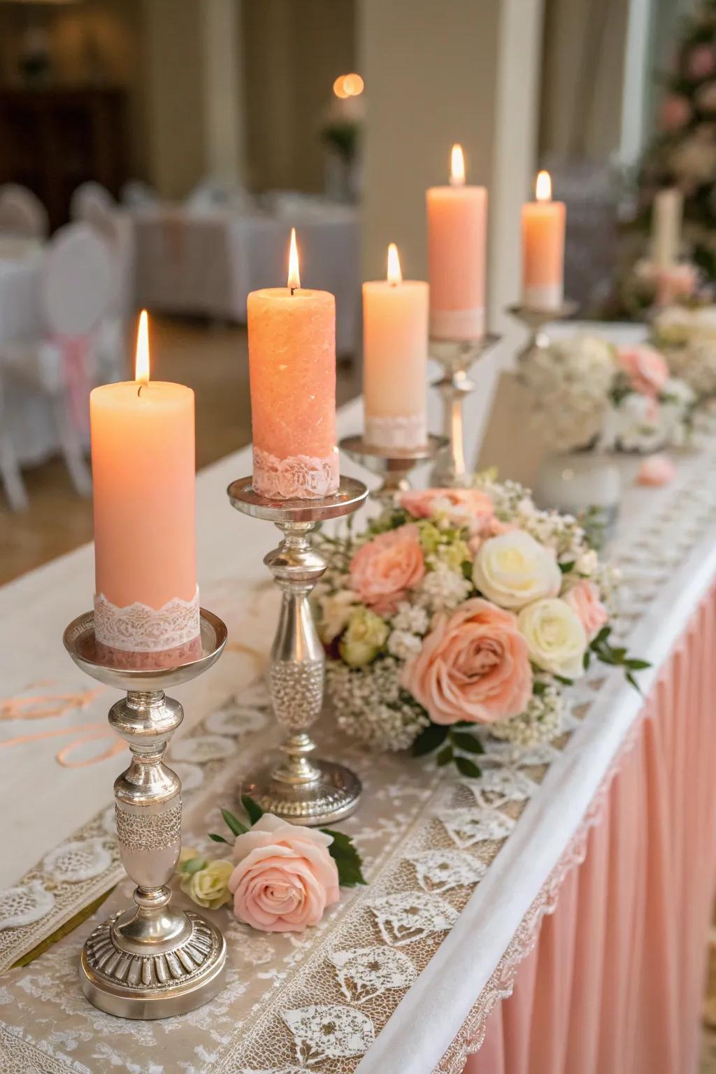 Sentimental apricot illumination to enhance your evening reception.