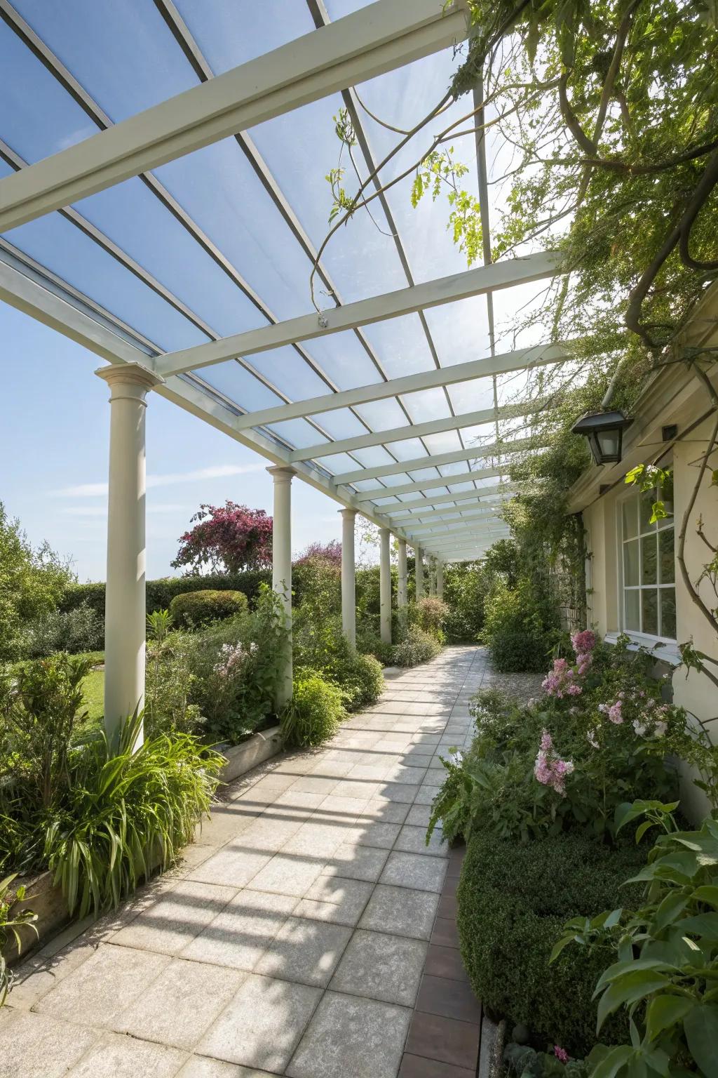 Durability and light with polycarbonate roofs.