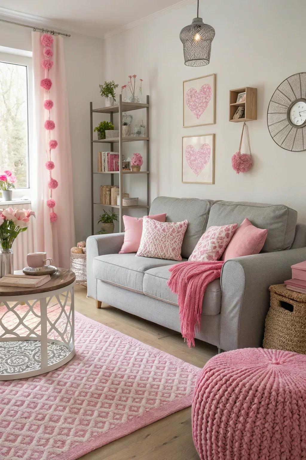 Rose and gray establish a sophisticated and timeless visual.