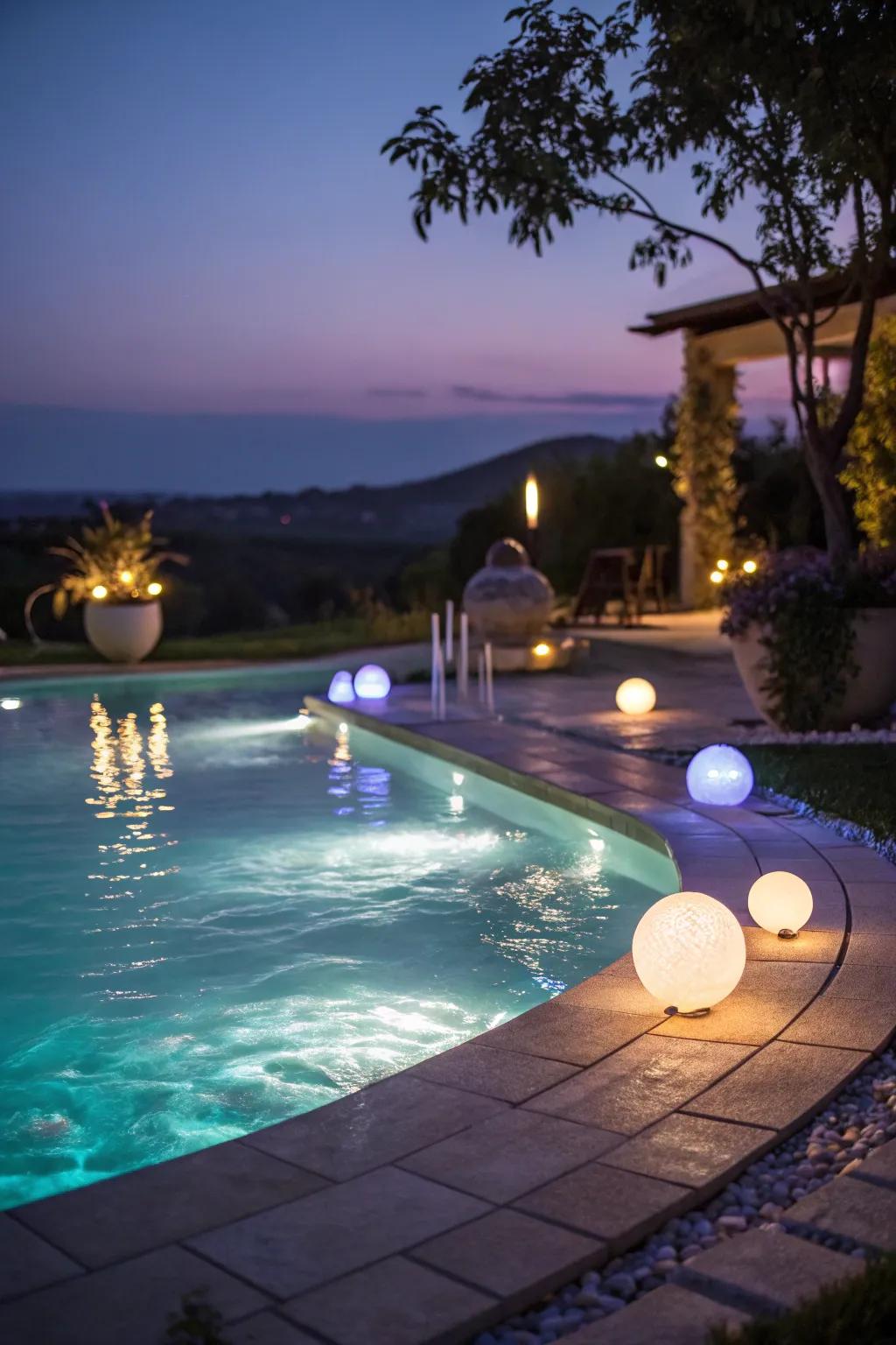 Illumination features transform your pool area into a nighttime paradise.