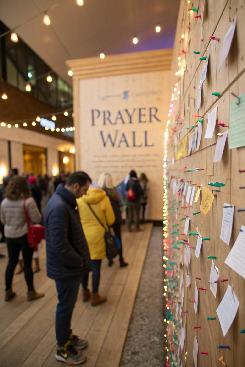 A prayer wall that encourages everyone to express their prayers.
