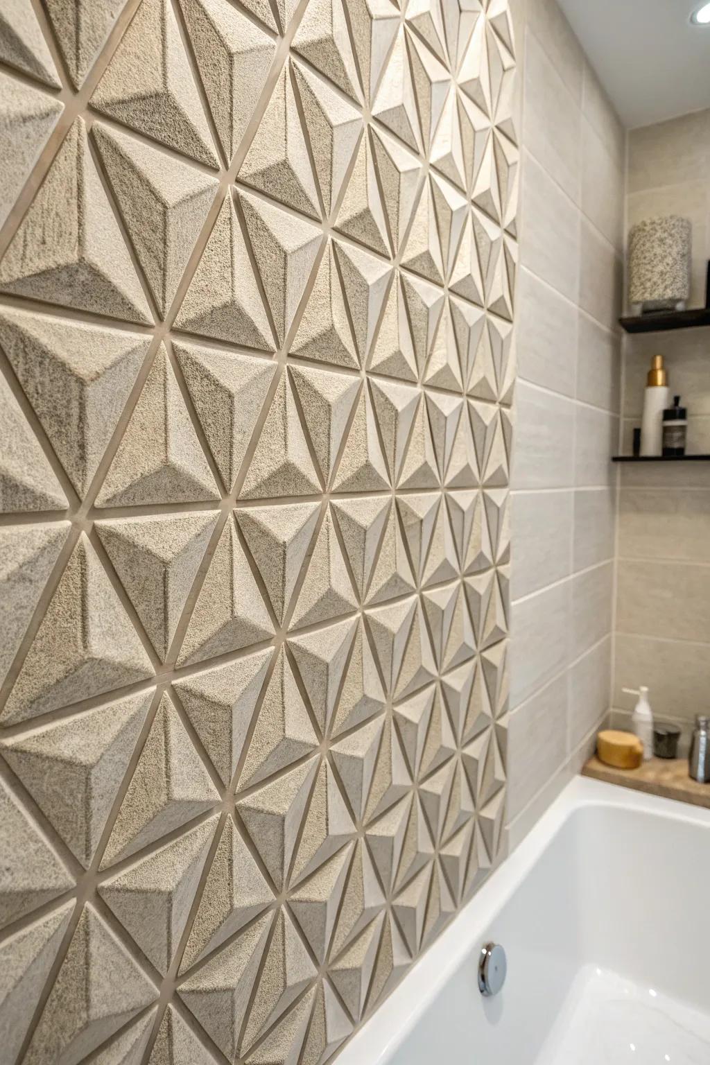 Structured tiles furnish a distinctive and fashionable element.