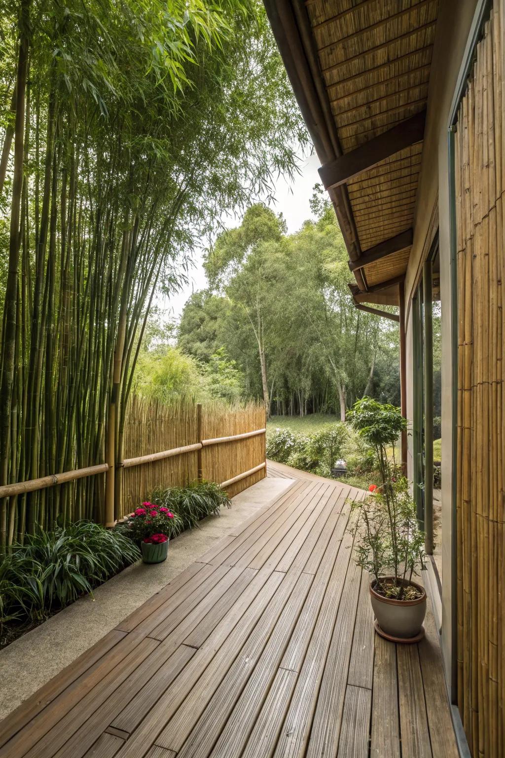 Cane fencing provides an innate and tropical seclusion solution.