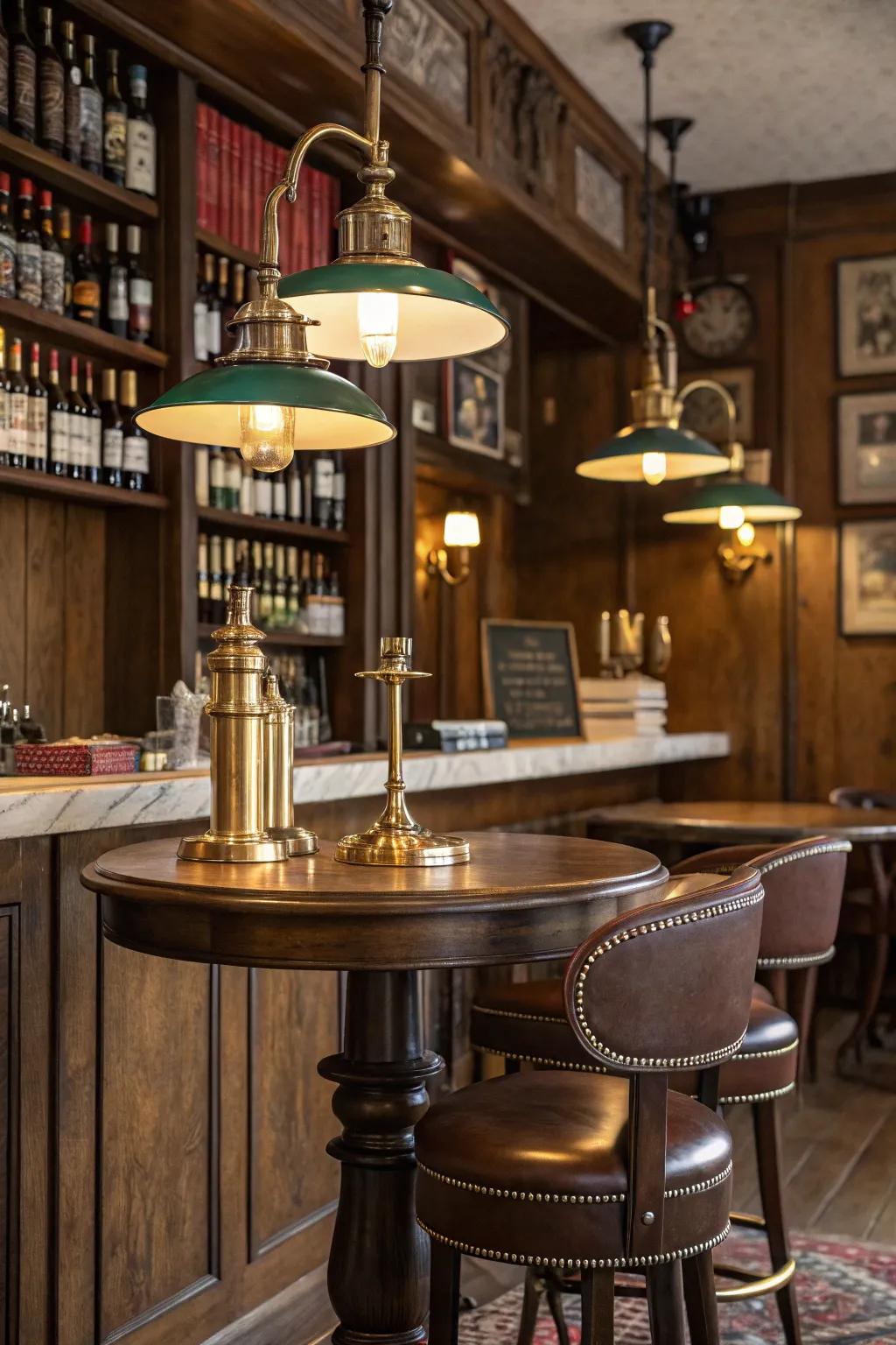 Travel back in time with vintage-inspired standing-height tables.