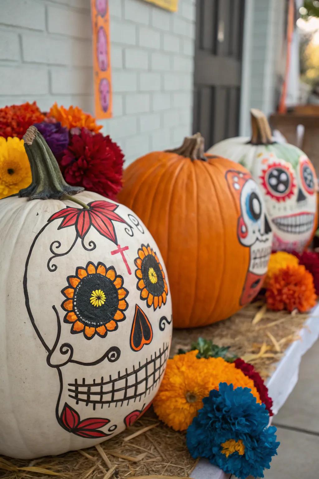 Vibrant cultural pumpkins enhance your decor with a burst of color.