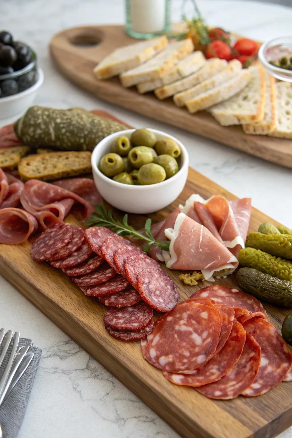 Cured meats add savory depth to your raclette meal.