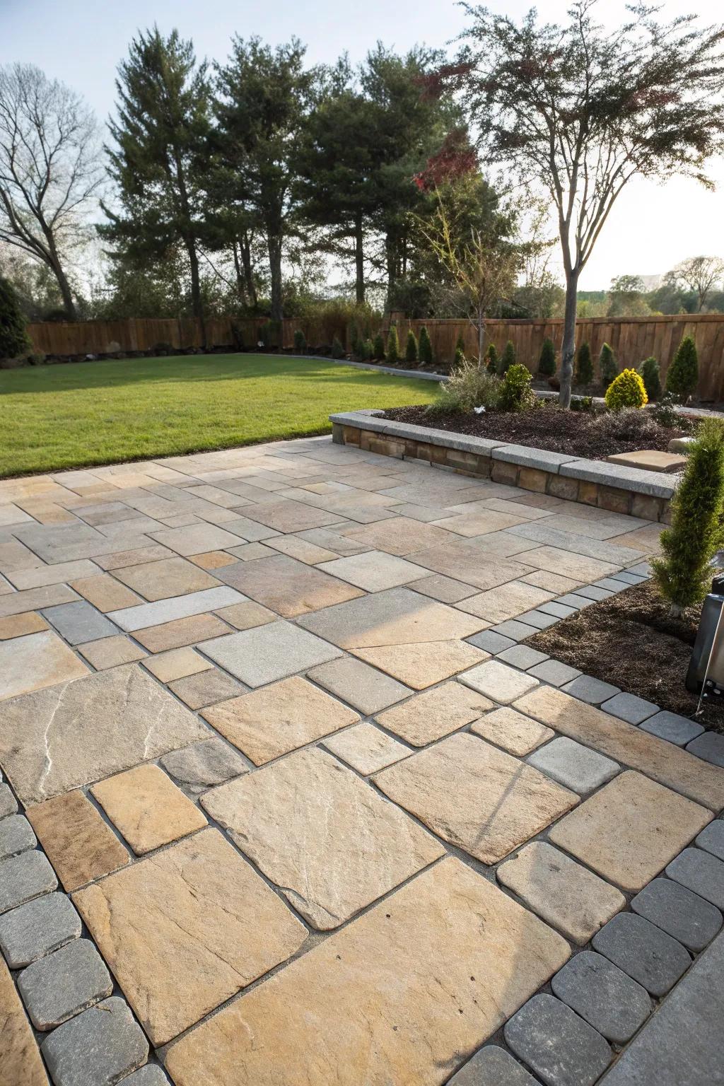 Inherent stone pavers append texture and sophistication.