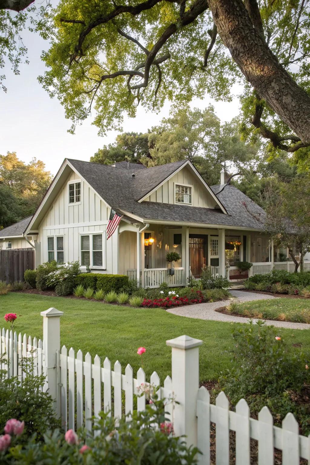 Plank and strip siding creates a country homestead ambiance.