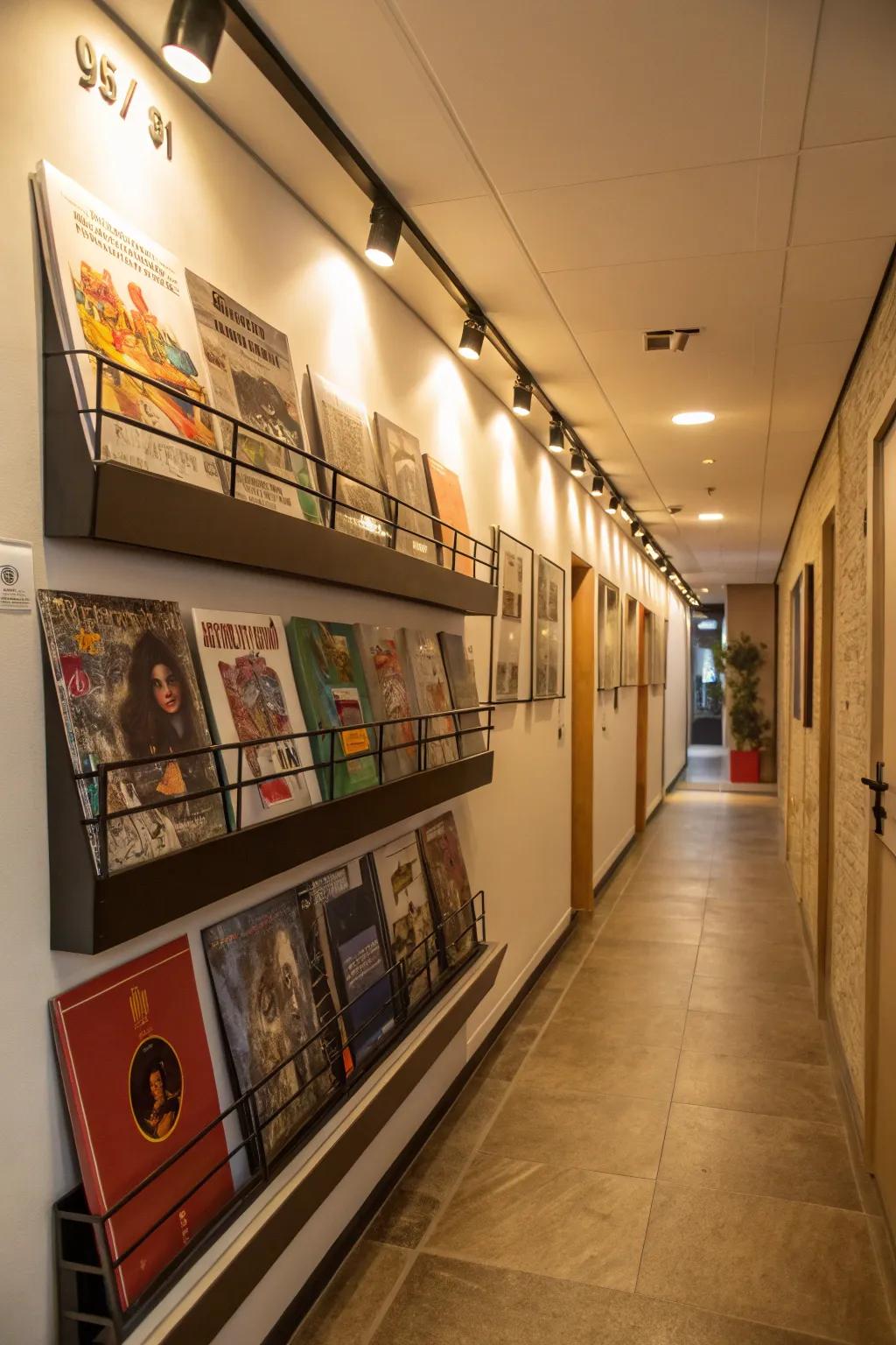 Wall-mounted racks provide an elegant display for your vinyl.