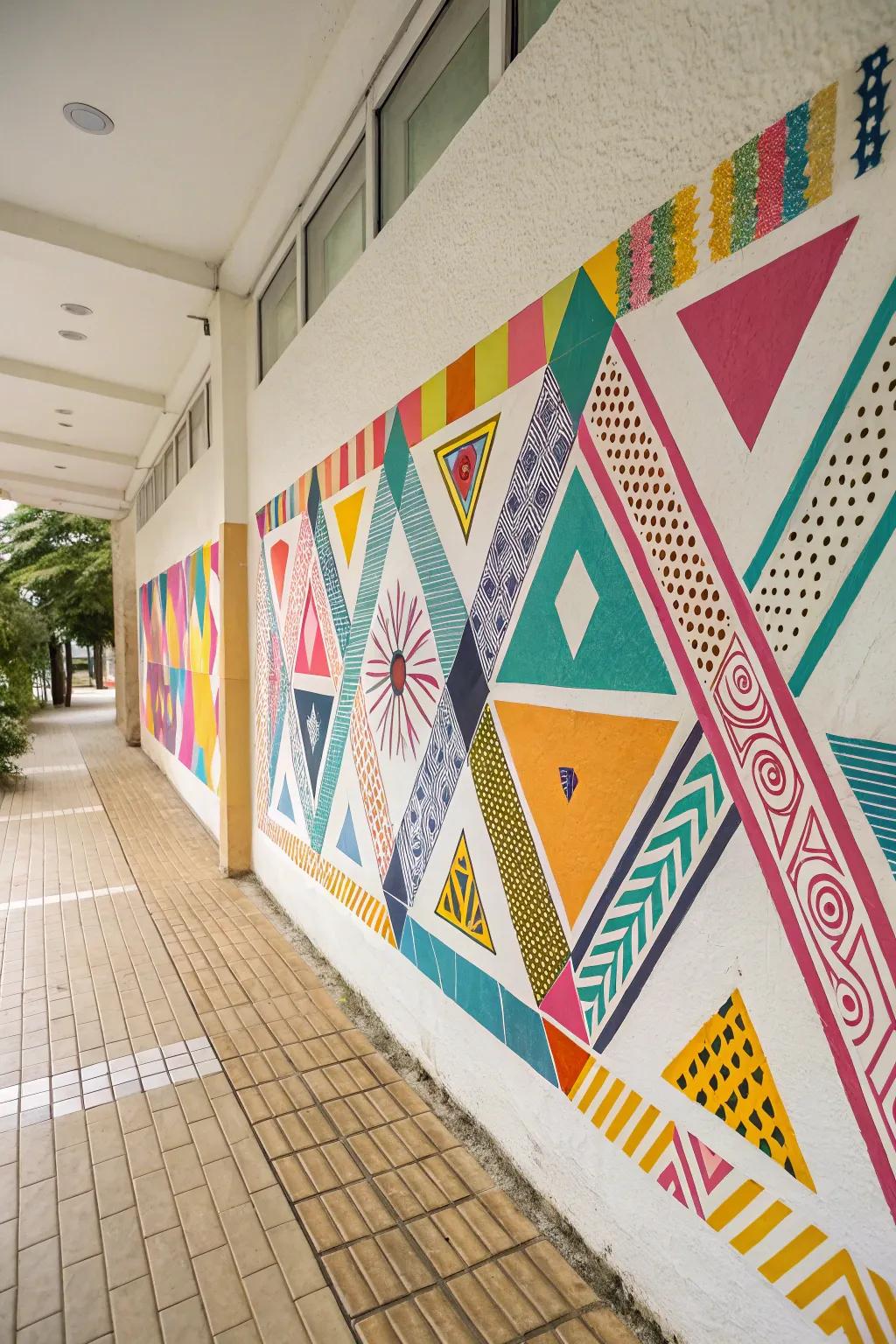 Get creative with decorative tape wall designs.