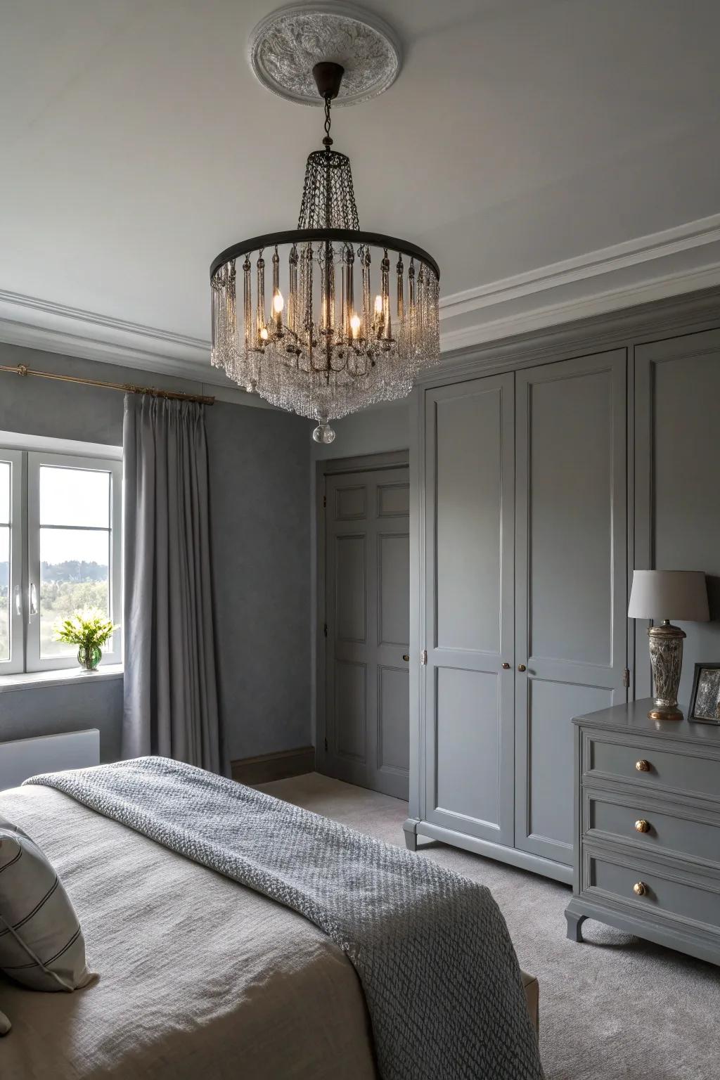 A striking lighting installation functions as an eye-catching centerpiece.