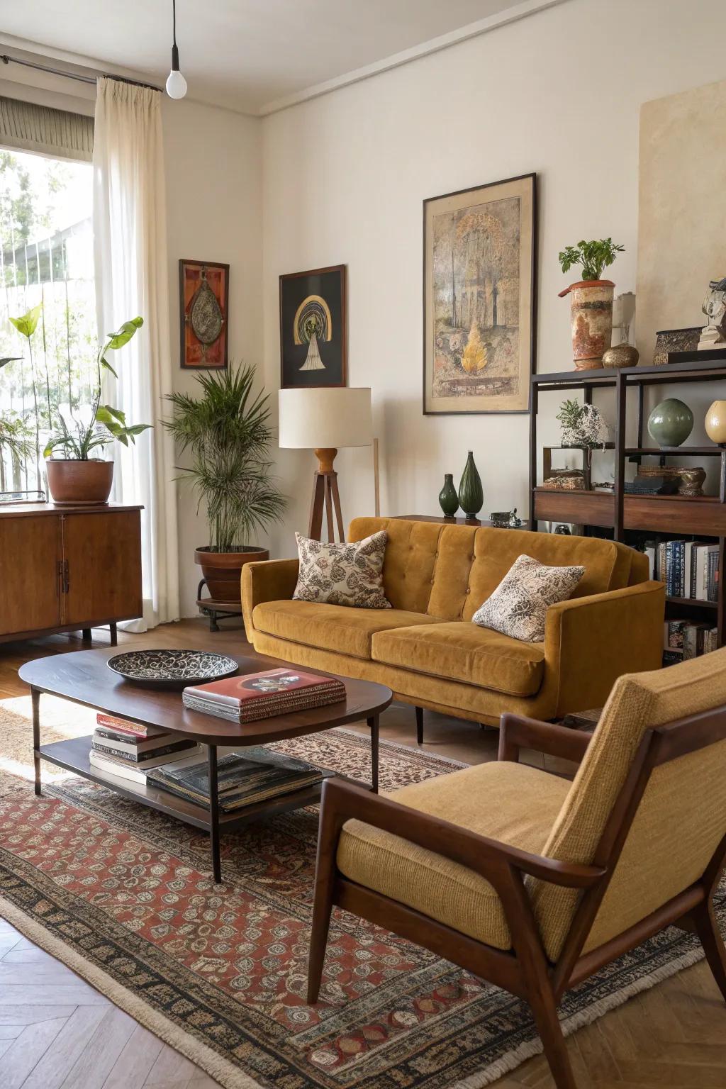 Mixing styles creates an inviting, one-of-a-kind space.