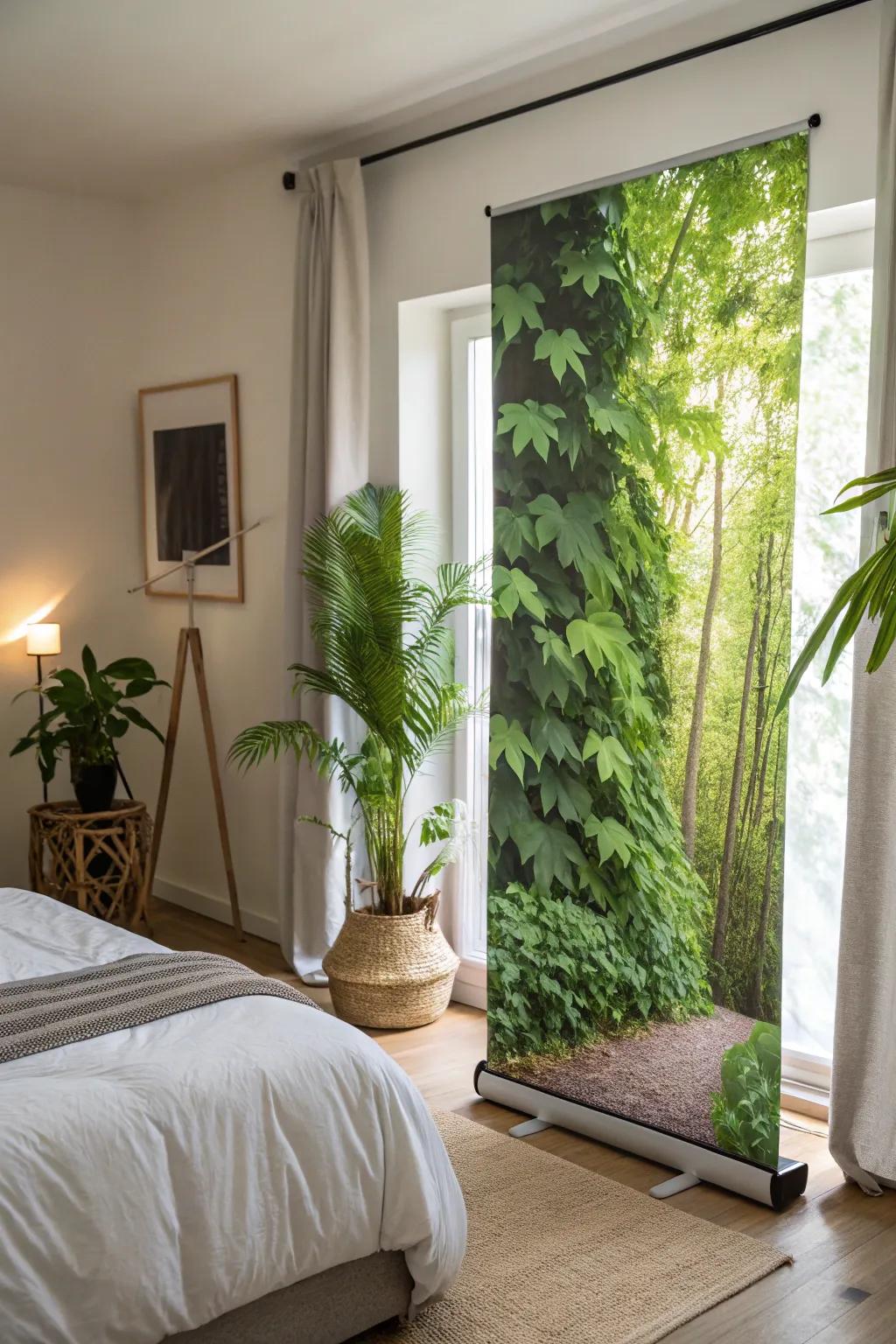 Construct a nature-inspired hideaway with a verdant-themed display.