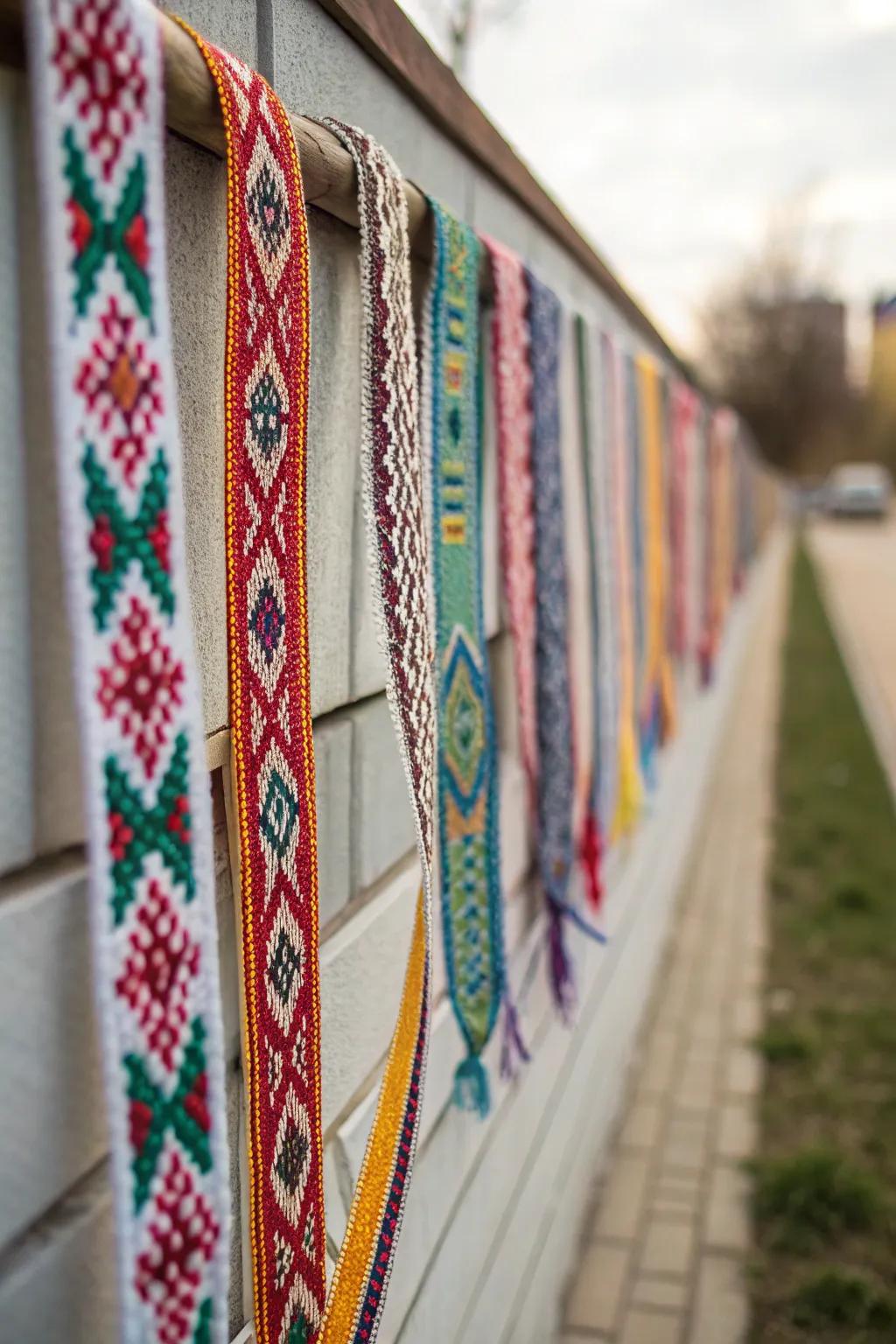 The tapestry effect achieved through woven ribbons.