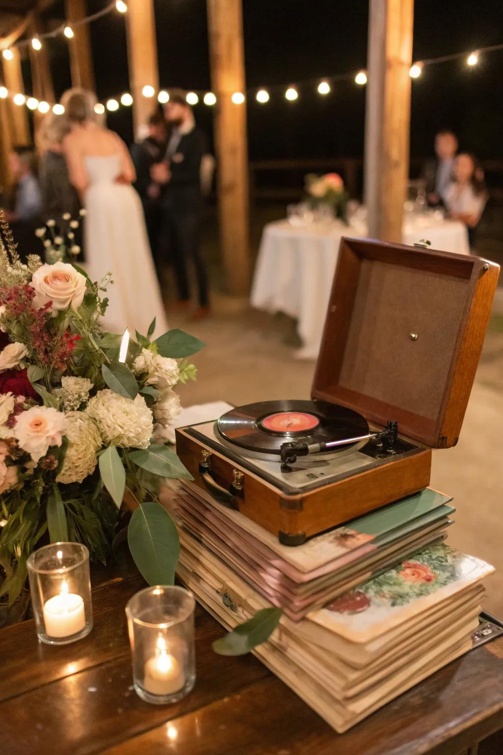 Classic tunes on vinyl set the perfect rockabilly wedding soundtrack.