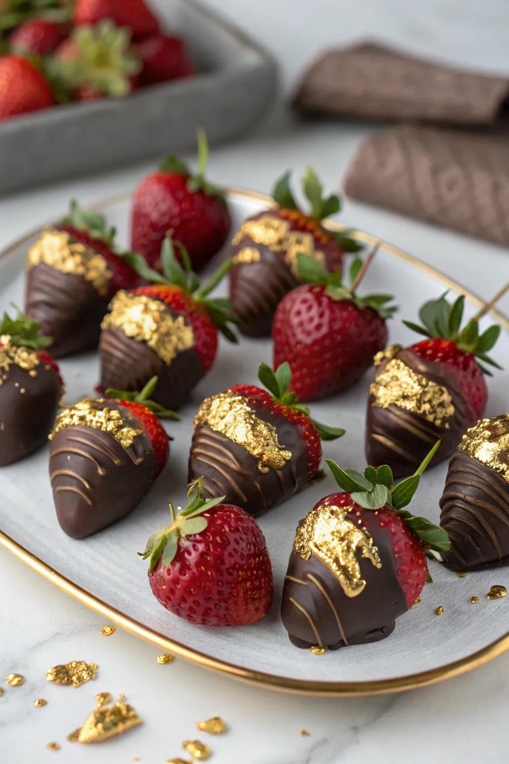 Indulge in the decadent delight of chocolate-covered berries.