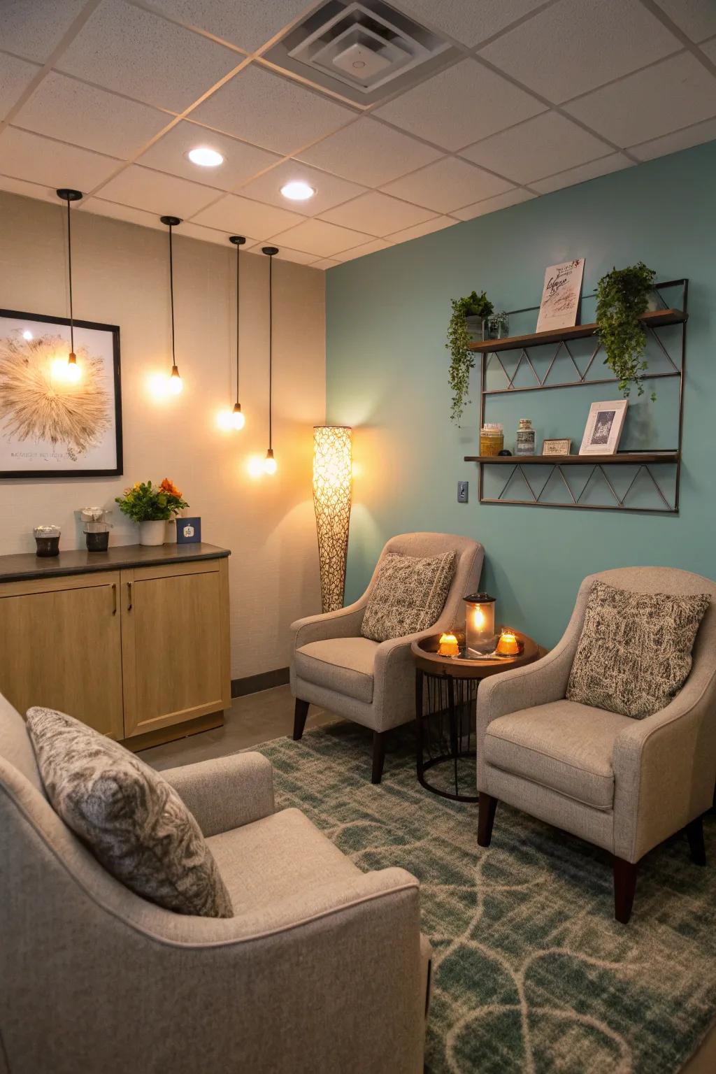 Mood lighting establishes the ideal tone for relaxation.