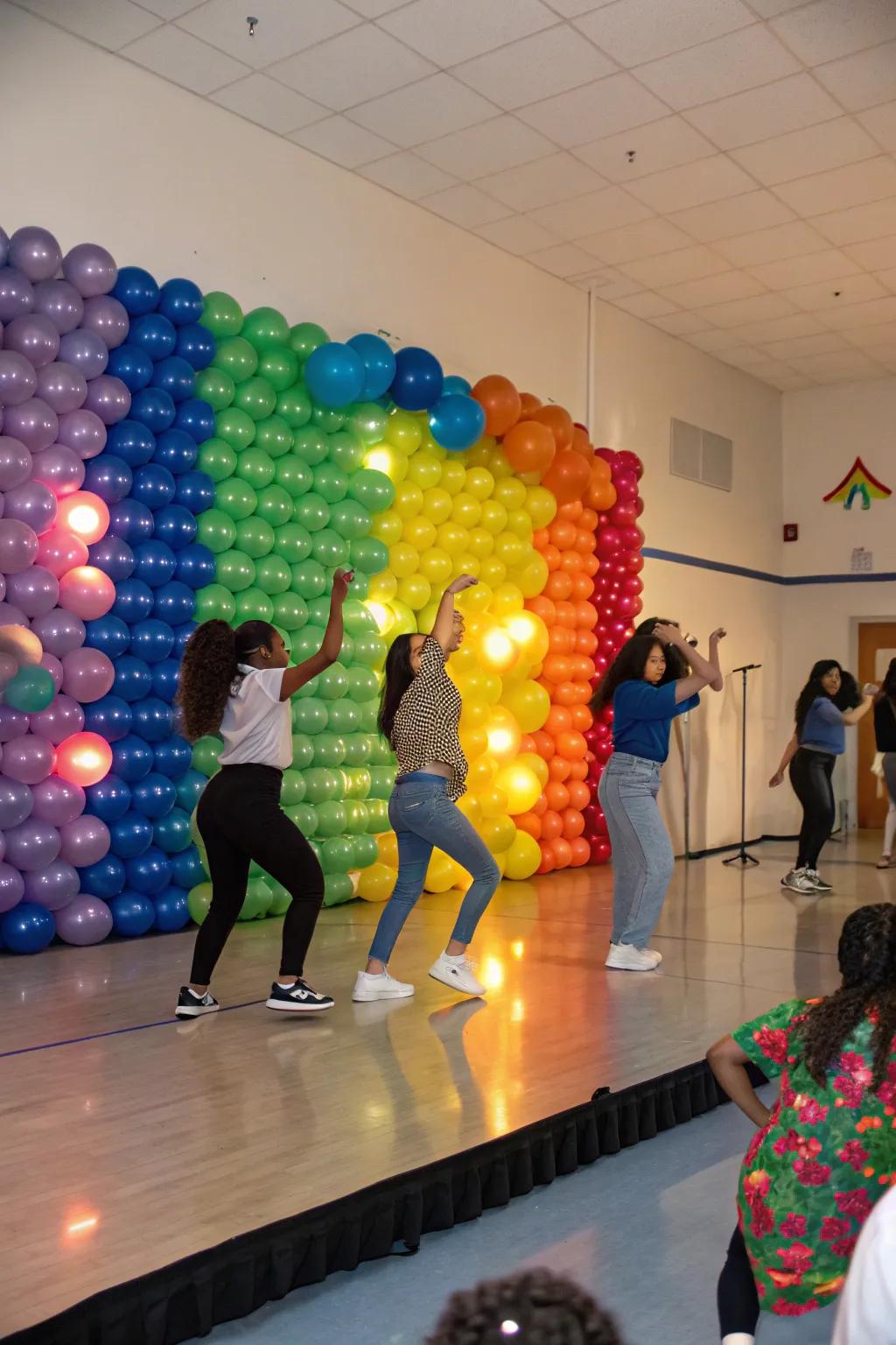 A vibrant balloon wall background for snapshot opportunities.