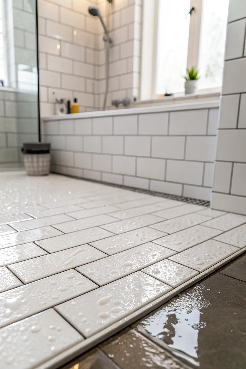Minimalist tiles provide a clean and contemporary look for your shower.