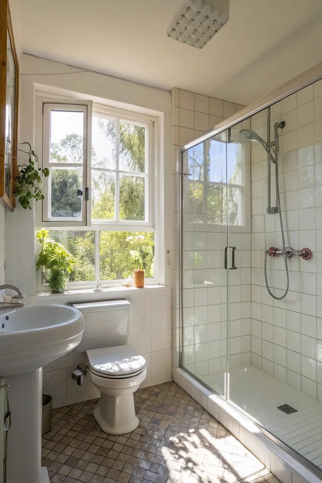 Natural light invigorates and opens up small bathroom areas.