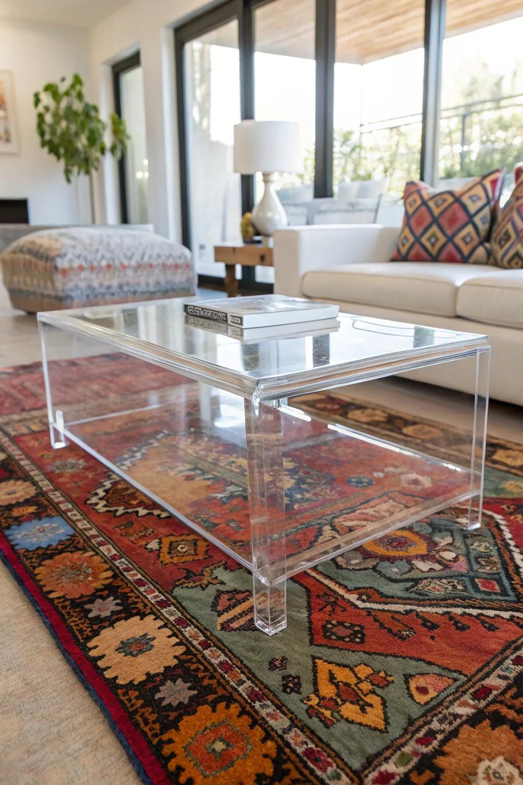 Acrylic tables deliver an almost imperceptible elegance for smaller spaces.