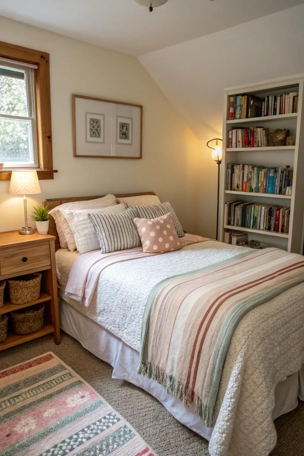 Simple bedding balances comfort and beauty.