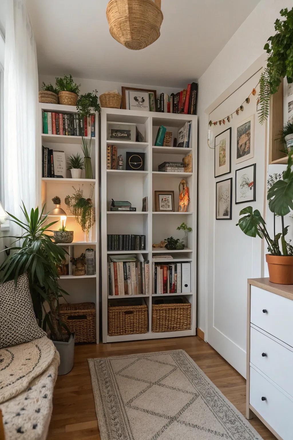 Wall storage keeps your space neat and efficient.