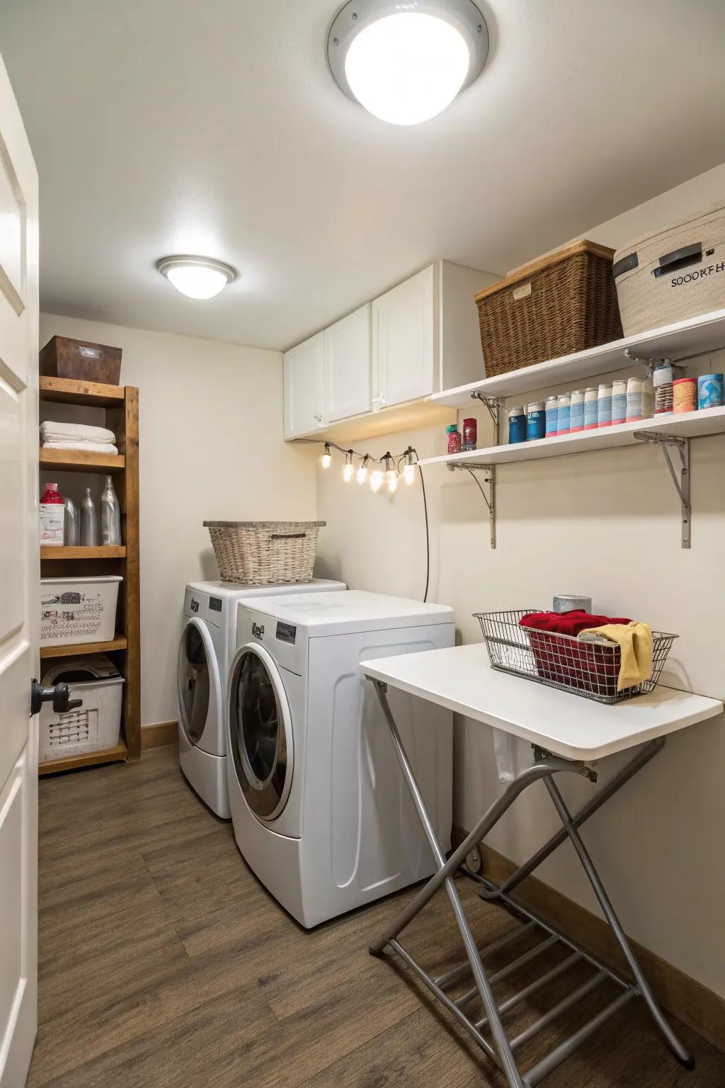 Maximize light in your laundry room using efficient lighting options.