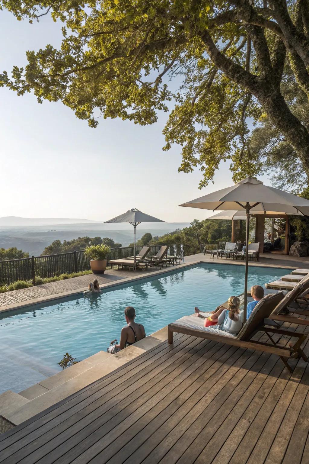 A pool beautifully connected to a timber deck for a cohesive outdoor space.