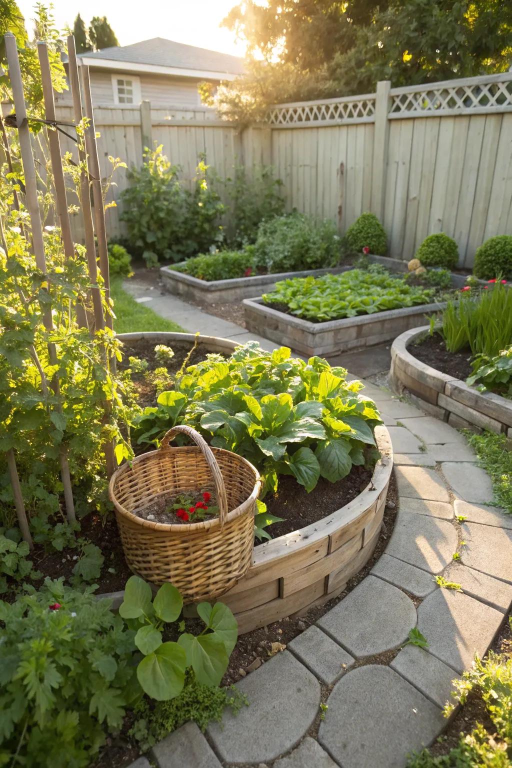 Keyhole gardens epitomize efficiency and sustainability within compact garden settings.