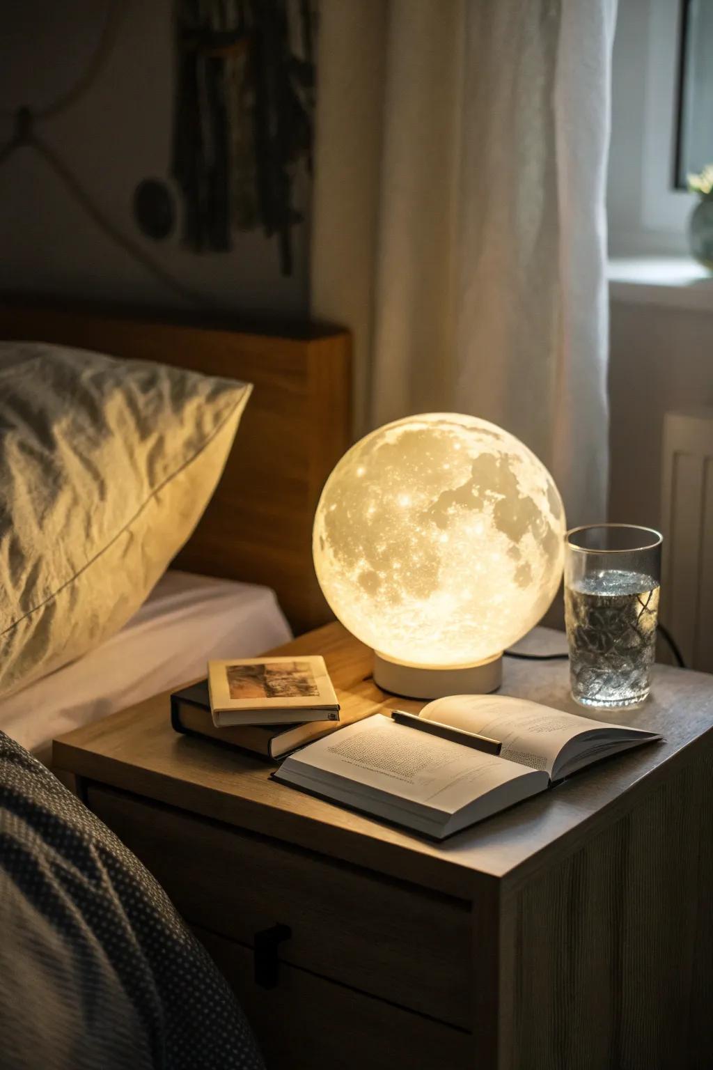 Lunar lighting emitting a relaxing glow into your area.