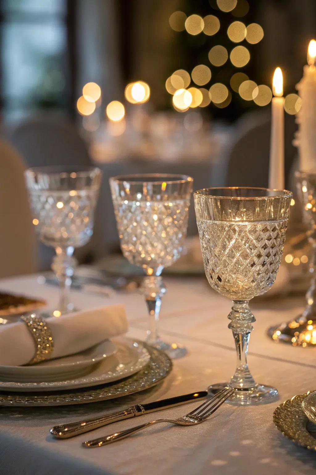 Refined glassware injects a hint of sophistication and sparkle.