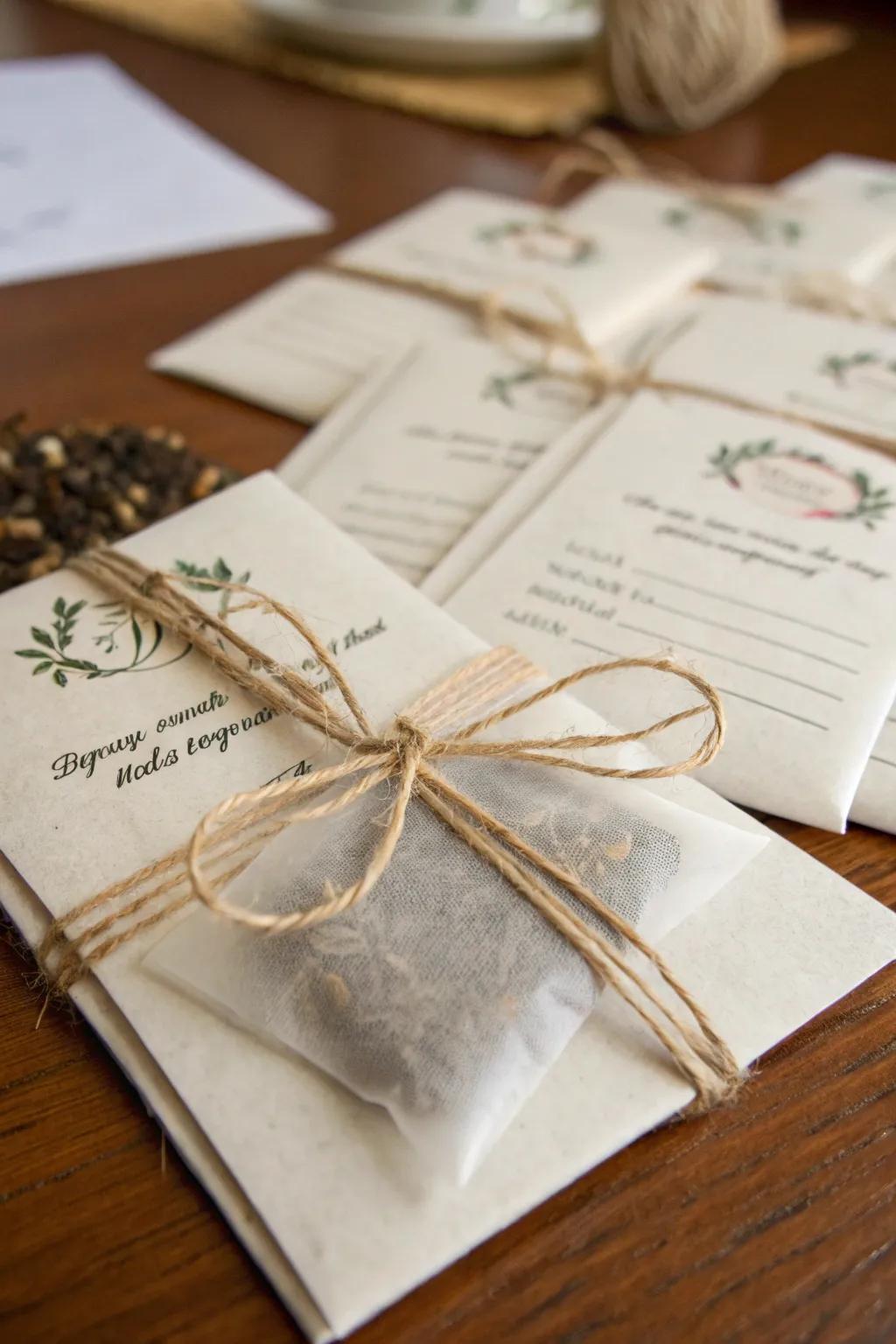 Individual tea pocket invitations creatively set the tone for your tea party.