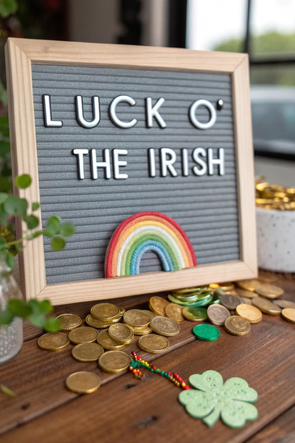 A timeless and traditional changeable message display celebrates Irish good fortune.
