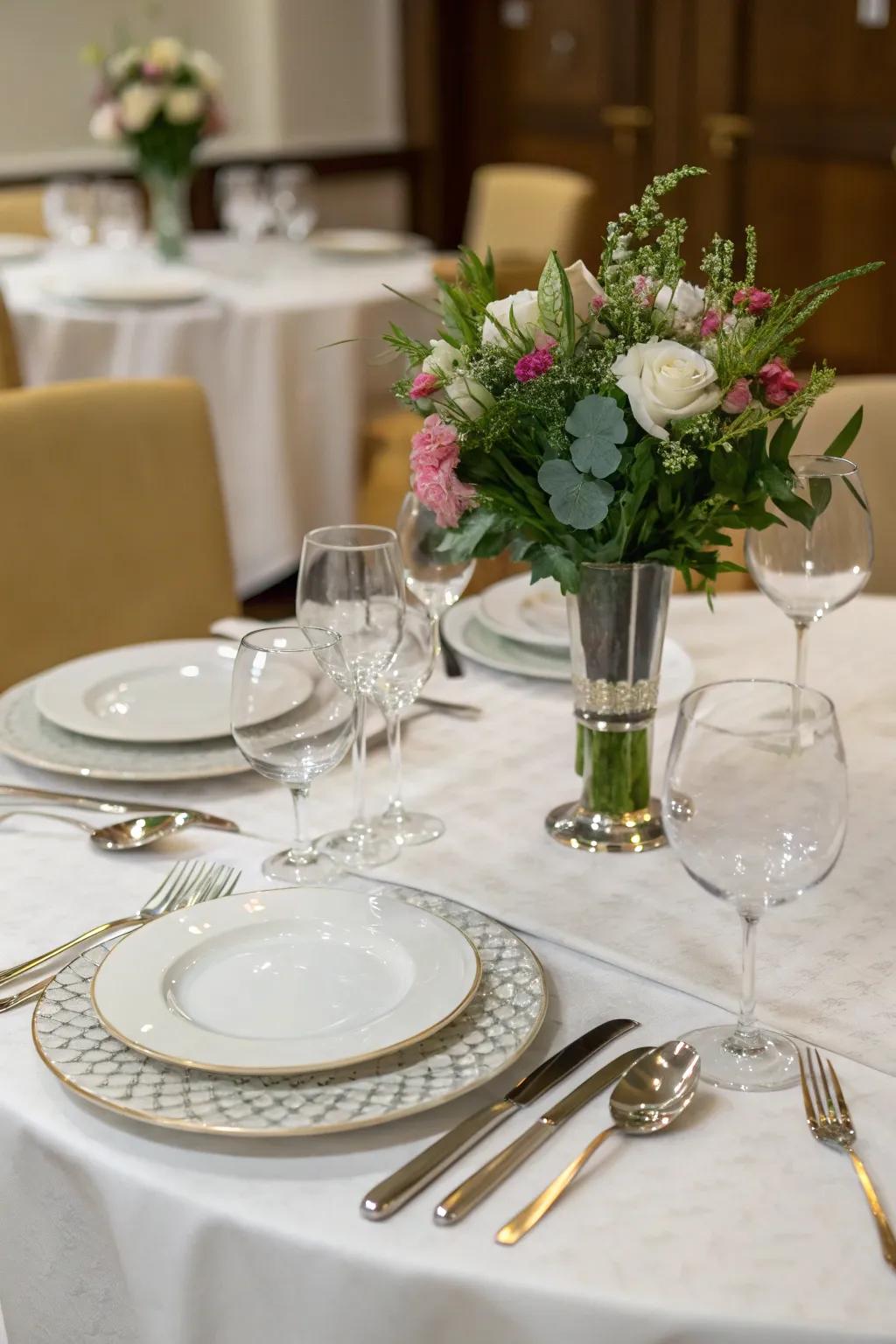 An elegantly arranged dining table encourages potential buyers to imagine hosting their own gatherings.